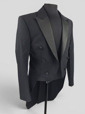 Neil Allyn 100% Wool Black Tailcoat Tuxedo 37R